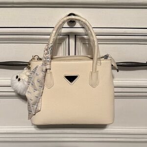 Chic Cream Satchel with Scarf Detail